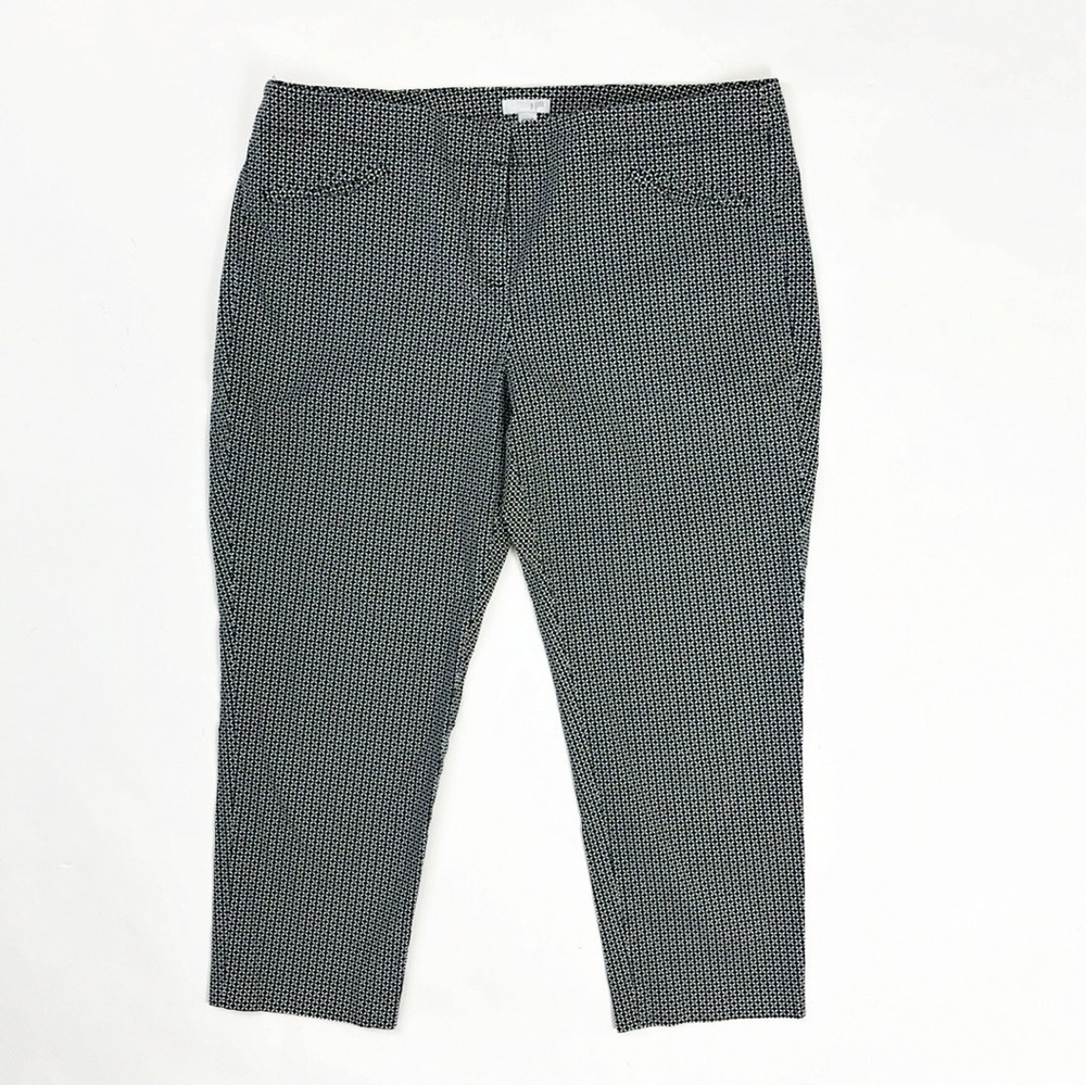 J. Jill High Waist Abstract Geometric Black Cropped Capri Gaucho Career Pants